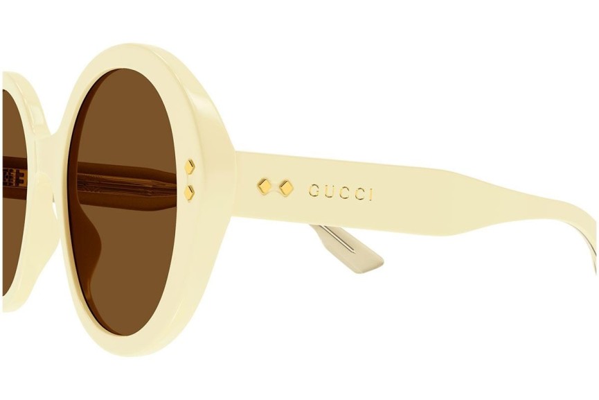 Slnečné okuliare Gucci GG1081S 004 Okrúhle Béžové