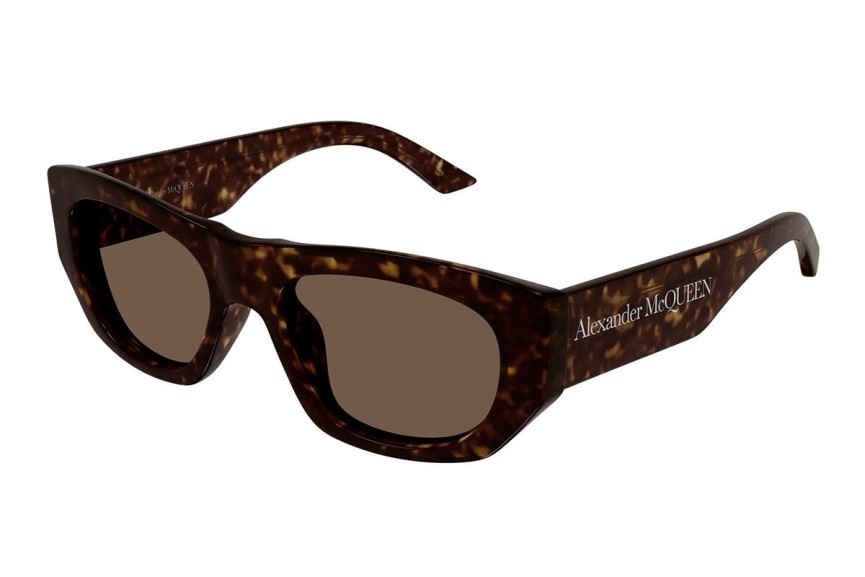 Slnečné okuliare Alexander McQueen AM0450S 002 Obdĺžníkové Havana