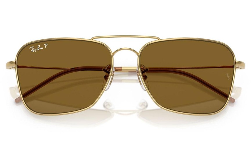 Slnečné okuliare Ray-Ban Caravan Reverse RBR0102S 001/83 Polarized Obdĺžníkové Zlaté