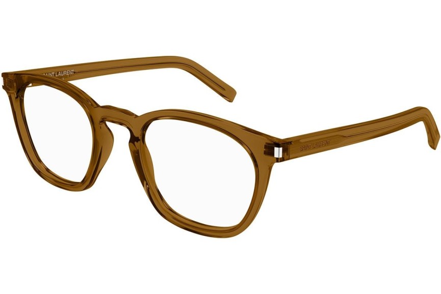 Okuliare Saint Laurent SL28OPT 008 Okrúhle Hnedé