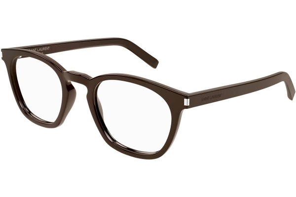 Okuliare Saint Laurent SL28OPT 009 Okrúhle Hnedé