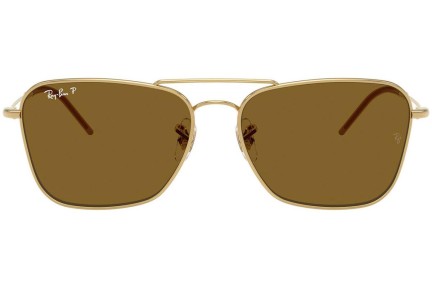 Slnečné okuliare Ray-Ban Caravan Reverse RBR0102S 001/83 Polarized Obdĺžníkové Zlaté