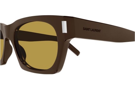 Slnečné okuliare Saint Laurent SL402 021 Squared Hnedé